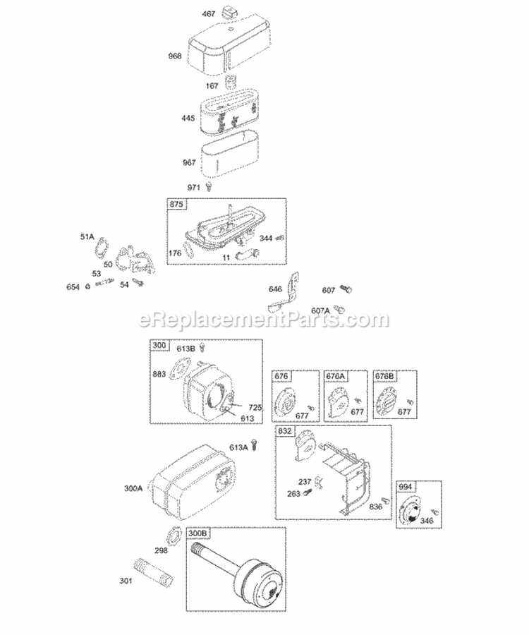 Air Cleaner Muffler Deflector Diagram and Parts List for 28B702-0124-01  Briggs and Stratton Engine